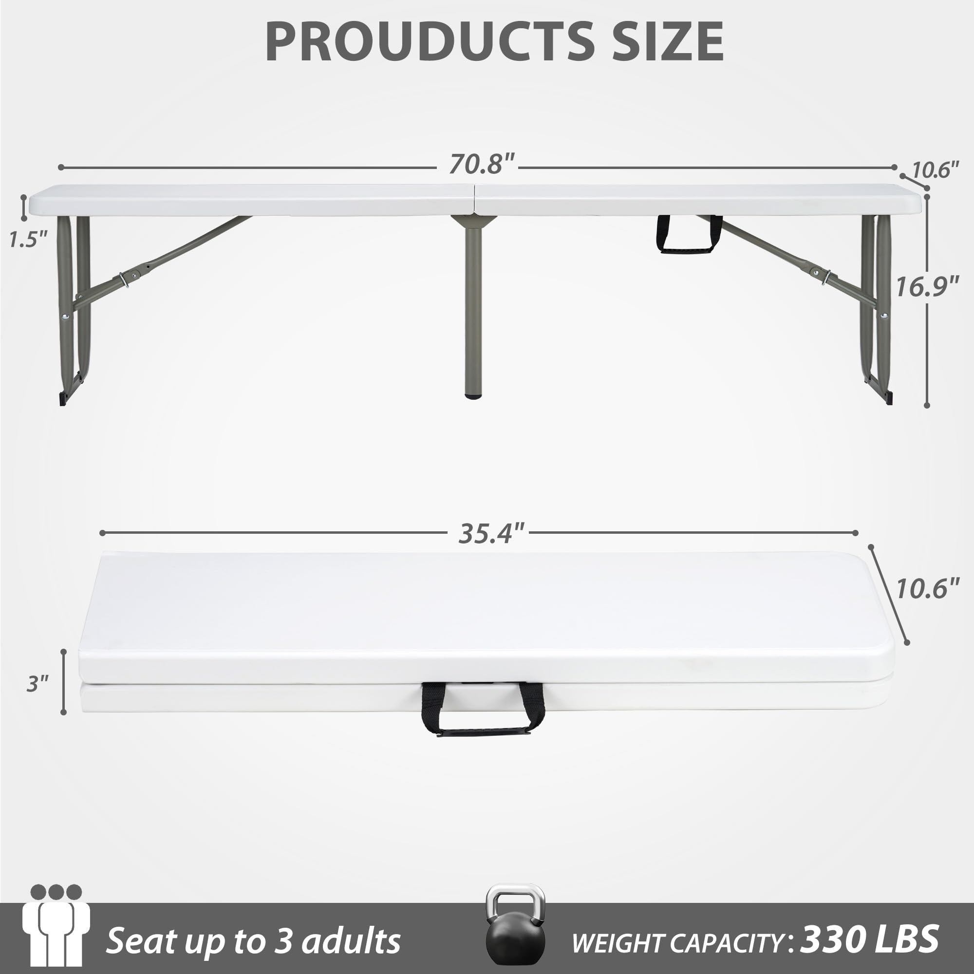 Candockway 6ft folding bench assembled outdoors for quick seating.