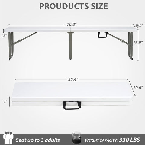 Candockway 6ft folding bench assembled outdoors for quick seating.