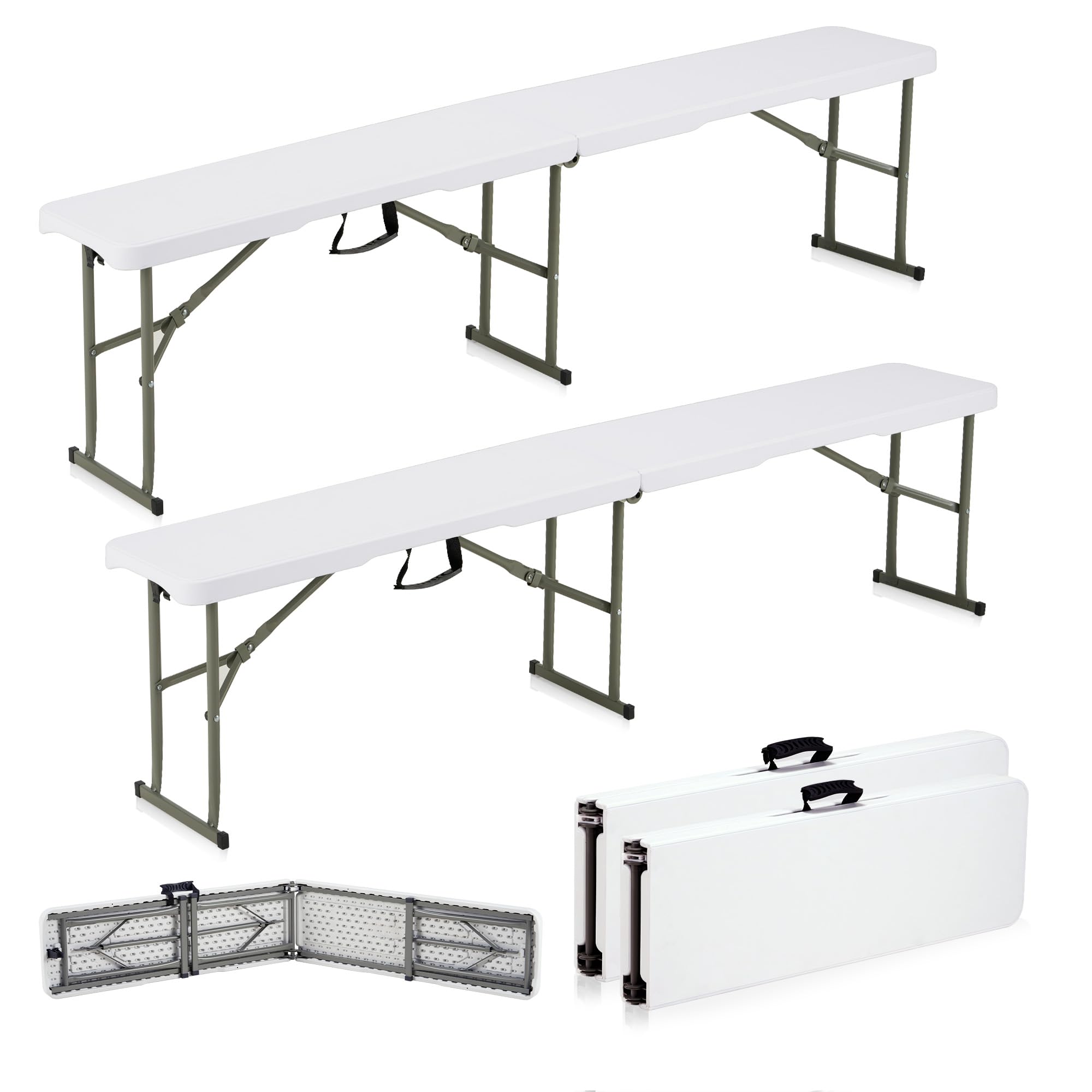 Candockway 6ft folding bench with carrying handle and lock, easy transport for outdoor seating