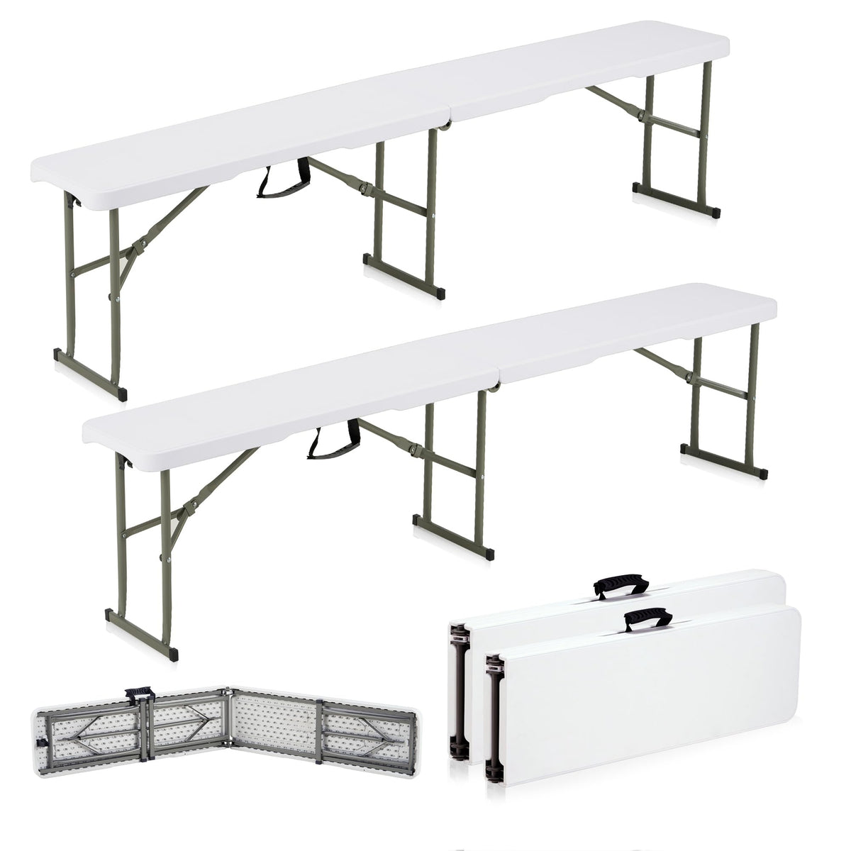 Candockway 6ft folding bench with carrying handle and lock, easy transport for outdoor seating