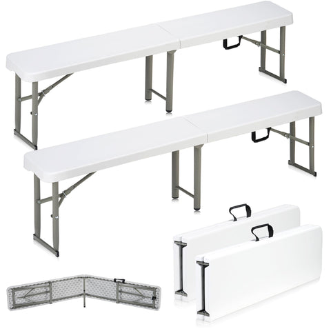 Candockway 6ft folding bench with handle for easy transport and quick setup.