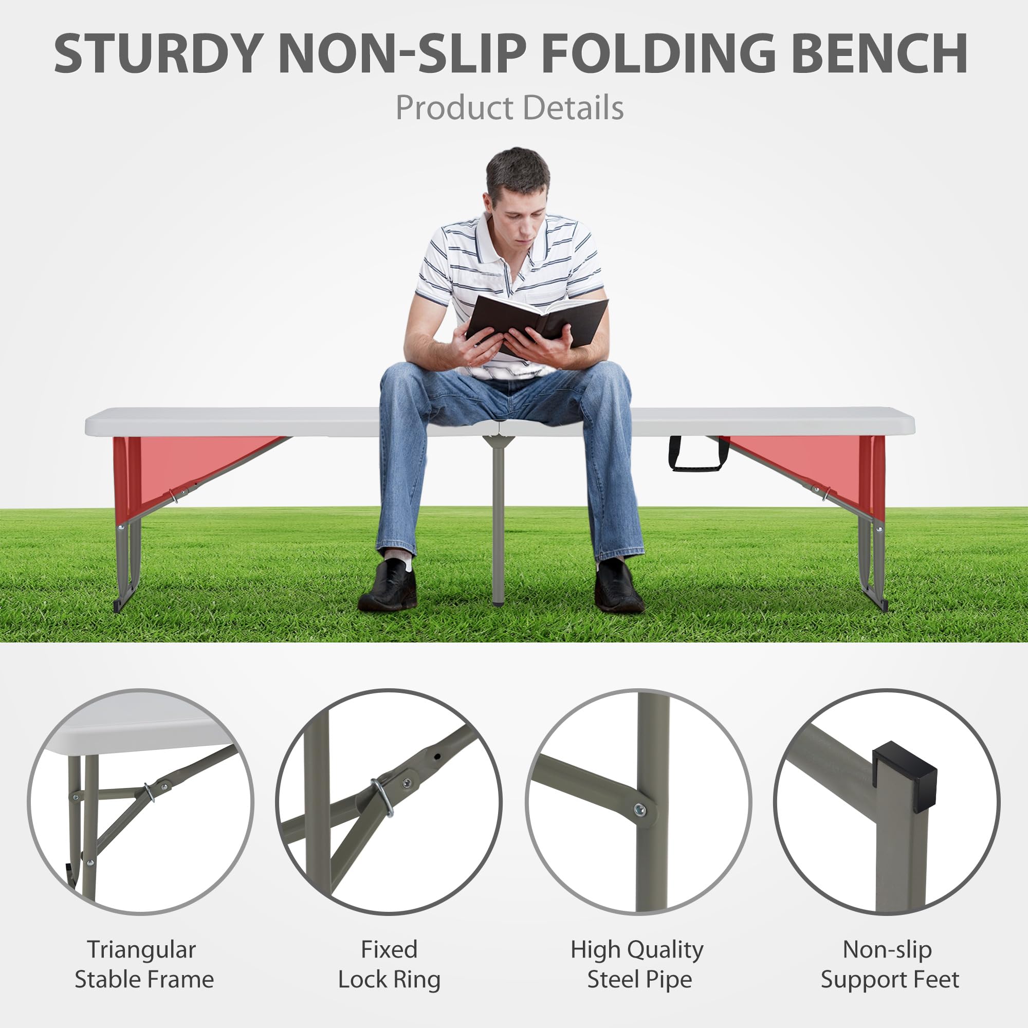 Candockway 6ft folding bench waterproof panel resists dirt.