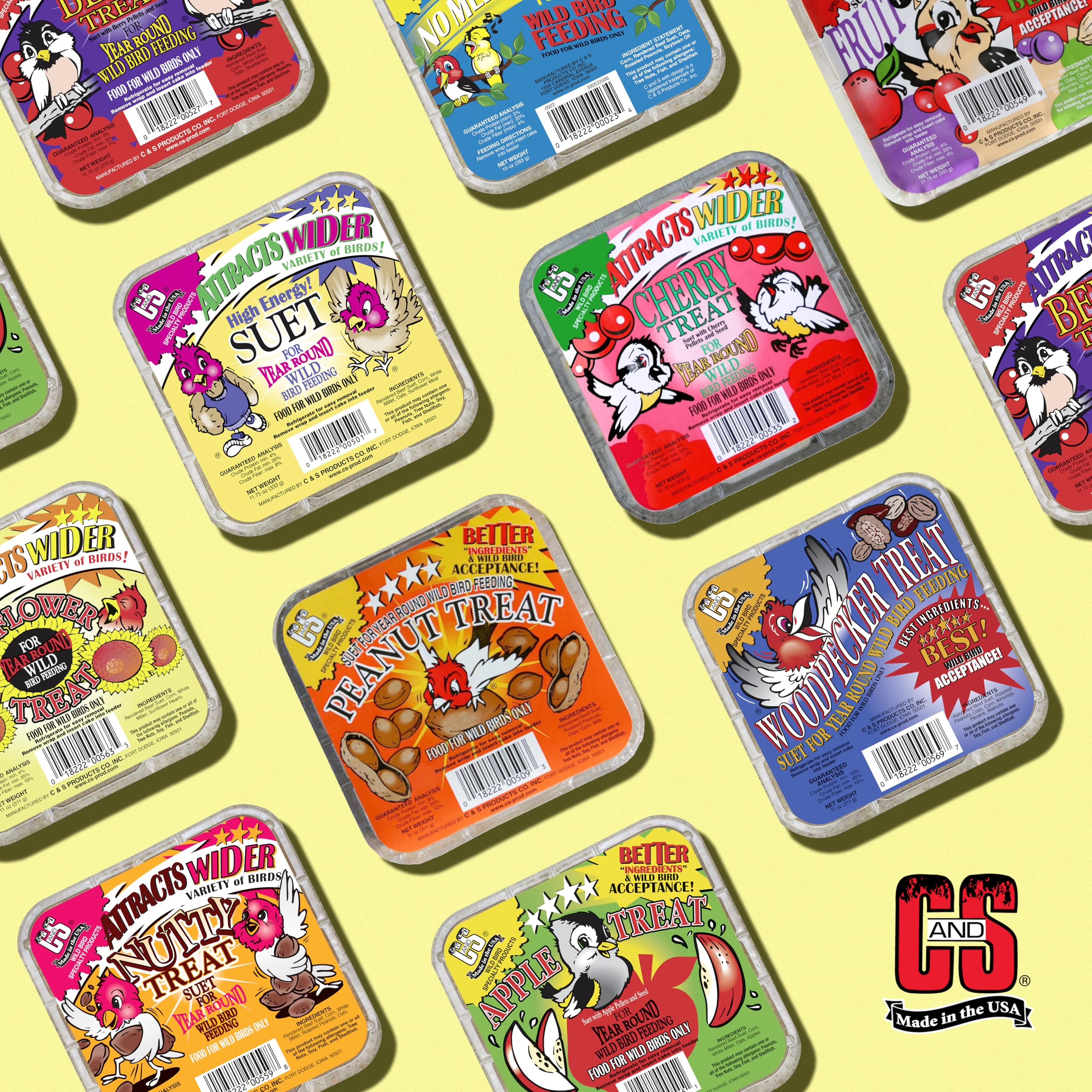 C&S High Energy Suet packs highlight year-round backyard feeding.