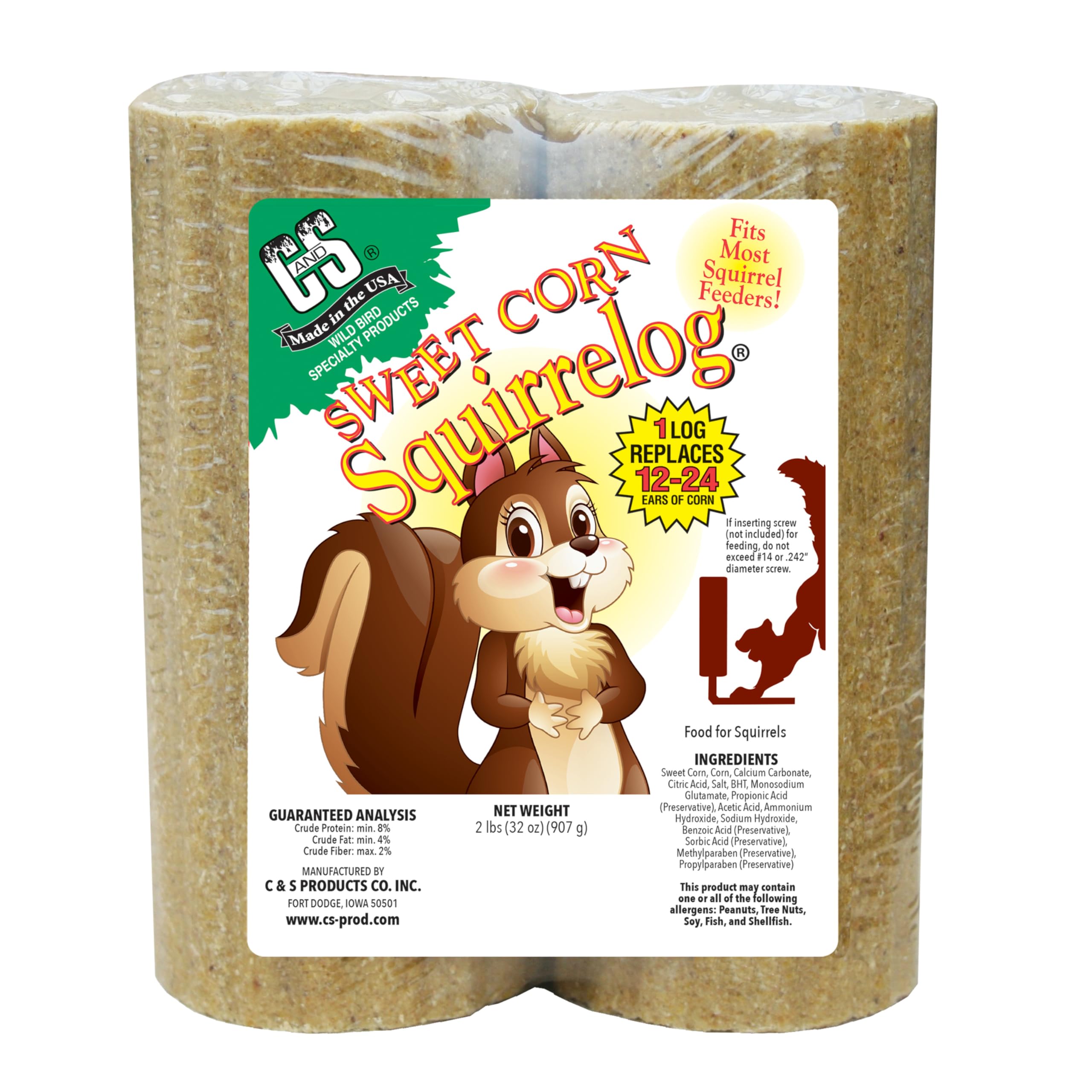 C&S Sweet Corn Squirrelog 32oz refill ready for easy refills.
