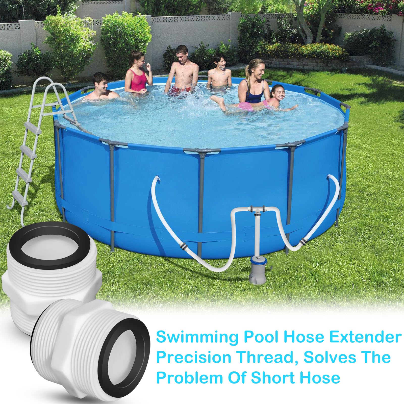 Compatible with popular above-ground hoses for smooth water flow.