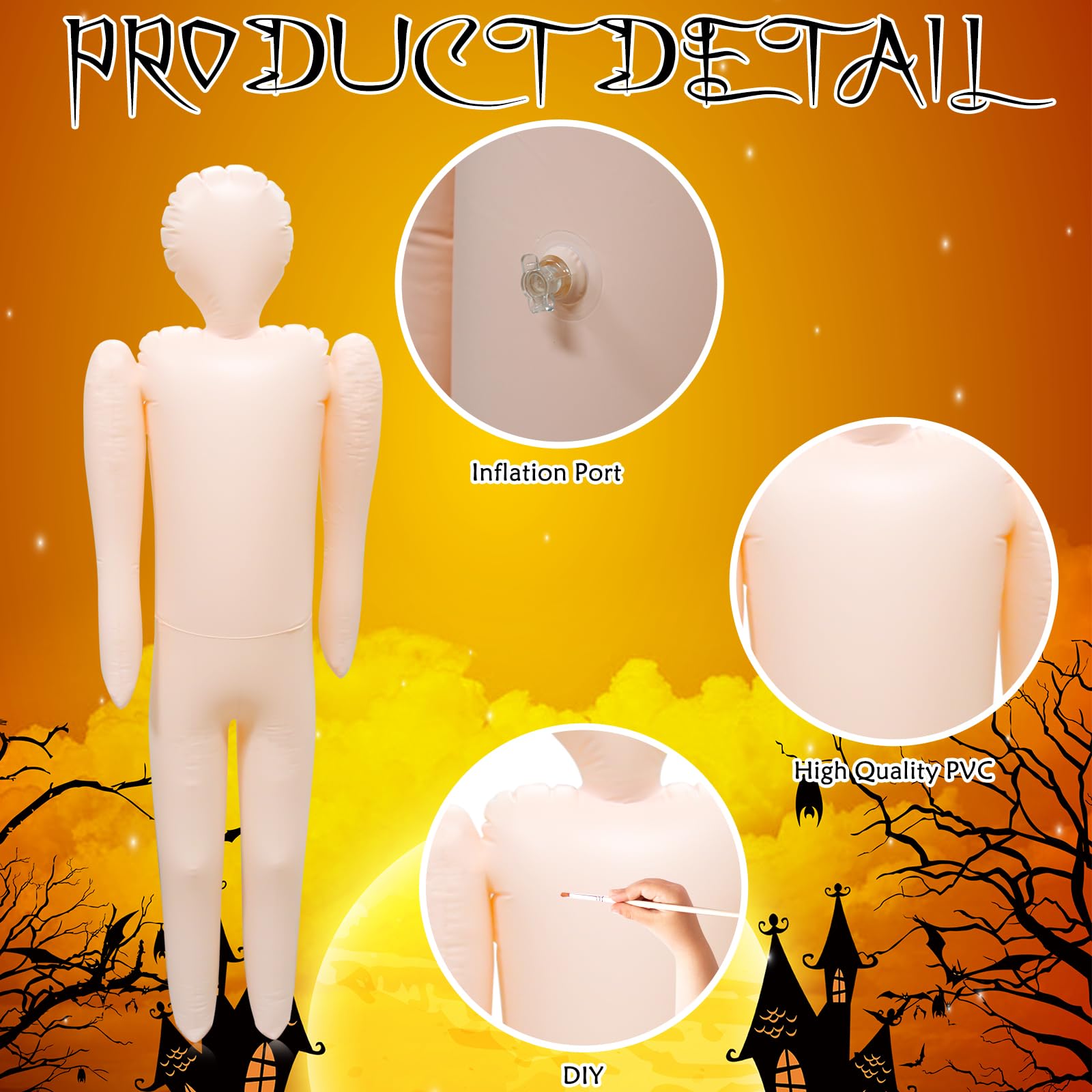 CANIPHA inflatable mannequin prop shows fast inflation and easy setup.