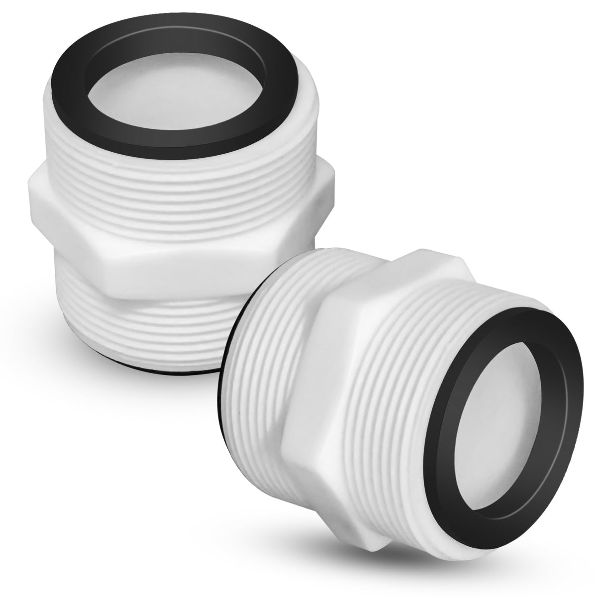 CANIPHA pool hose adapter 2-pack ready for quick pool hose extensions in backyards.