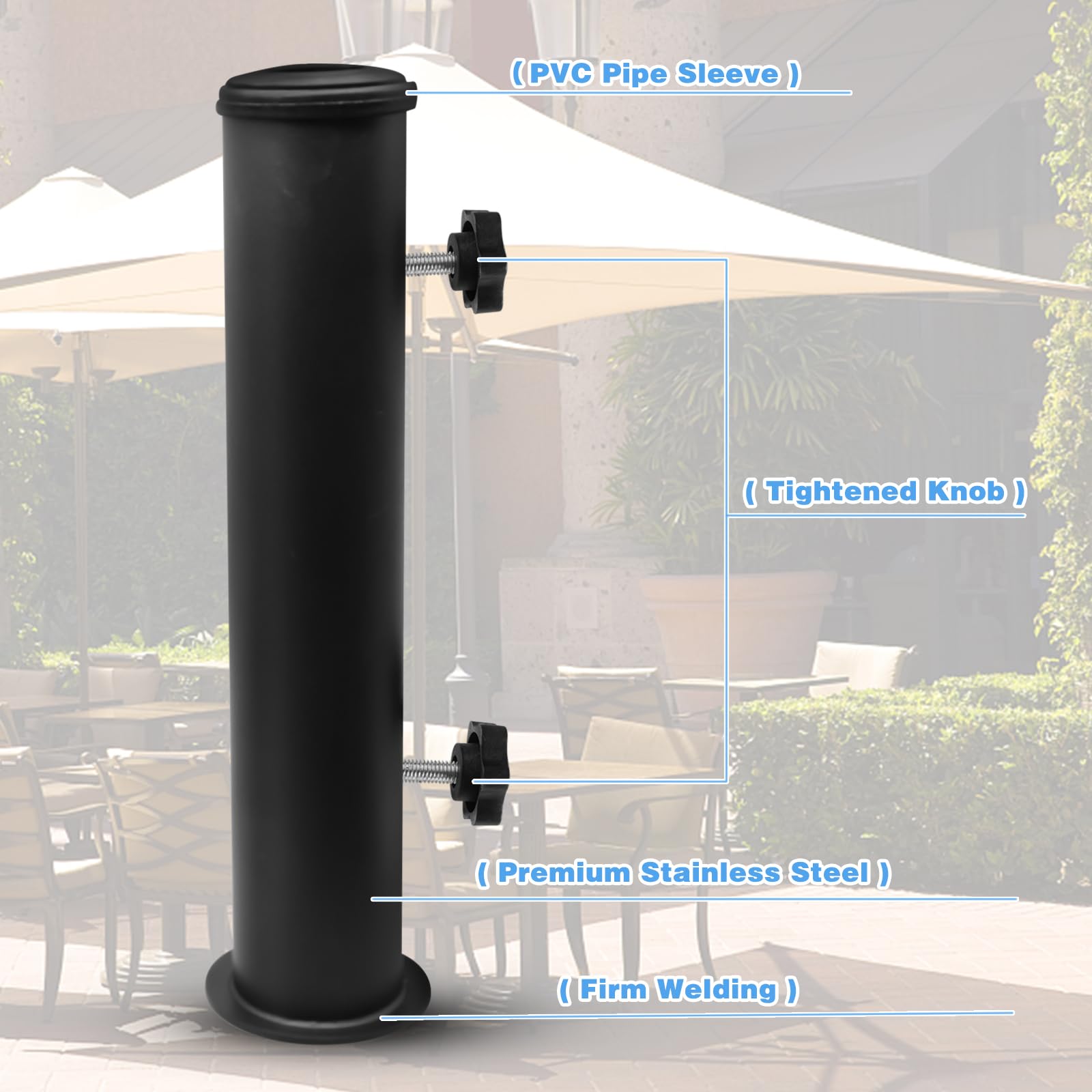 CANIPHA umbrella mount sleeve 3-2cm enables secure pole fit on varied umbrellas