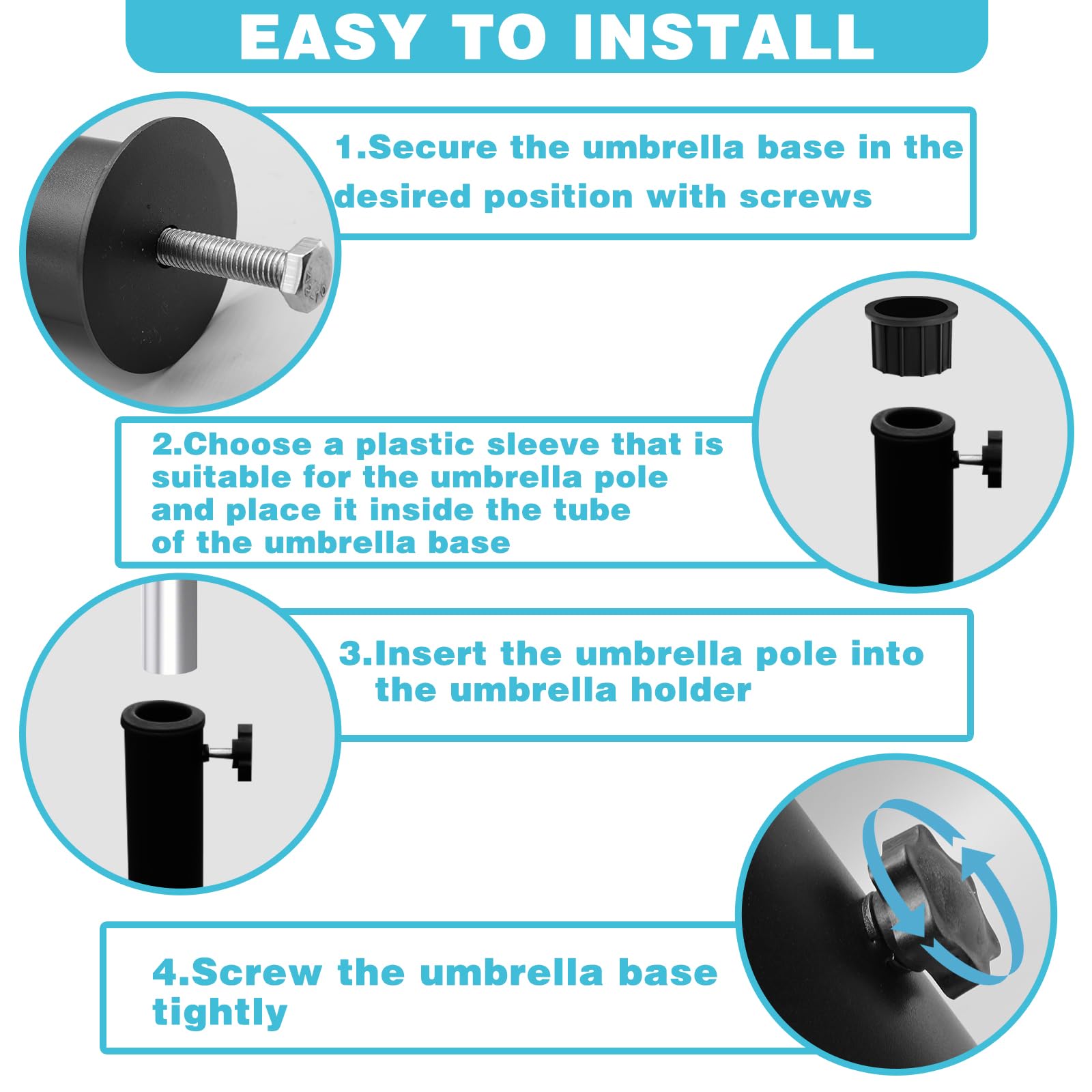 CANIPHA umbrella mount sleeve 5cm fits larger poles with stability