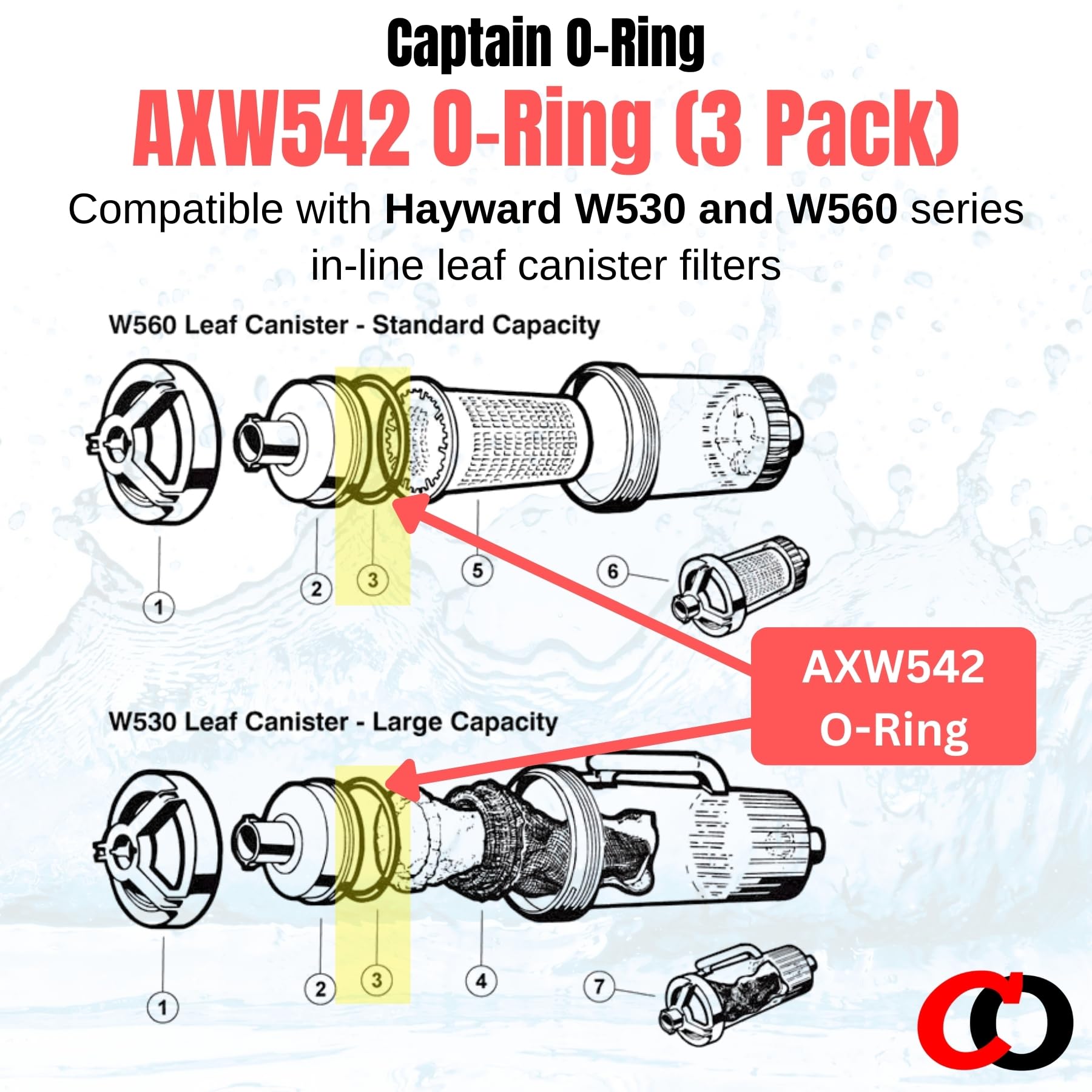 Captain O-Ring AXW542 canister lid seal replacement maintains consistent filtration without gaps