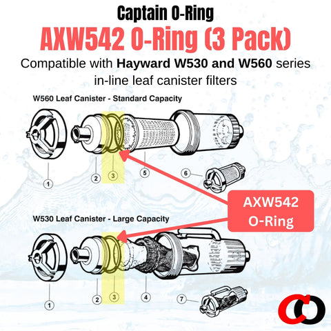 Captain O-Ring AXW542 canister lid seal replacement maintains consistent filtration without gaps