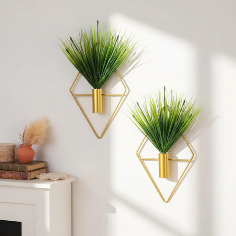 Canlierr gold wall planter with triangle geometry enhances modern decor for entryways