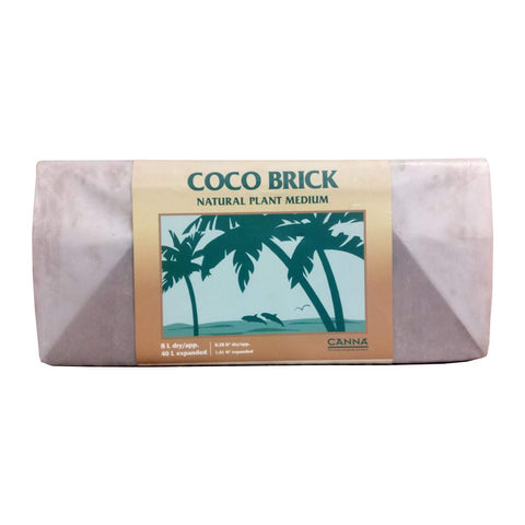 CANNA Coco Brick packaging highlights reusable, sustainable substrate option.