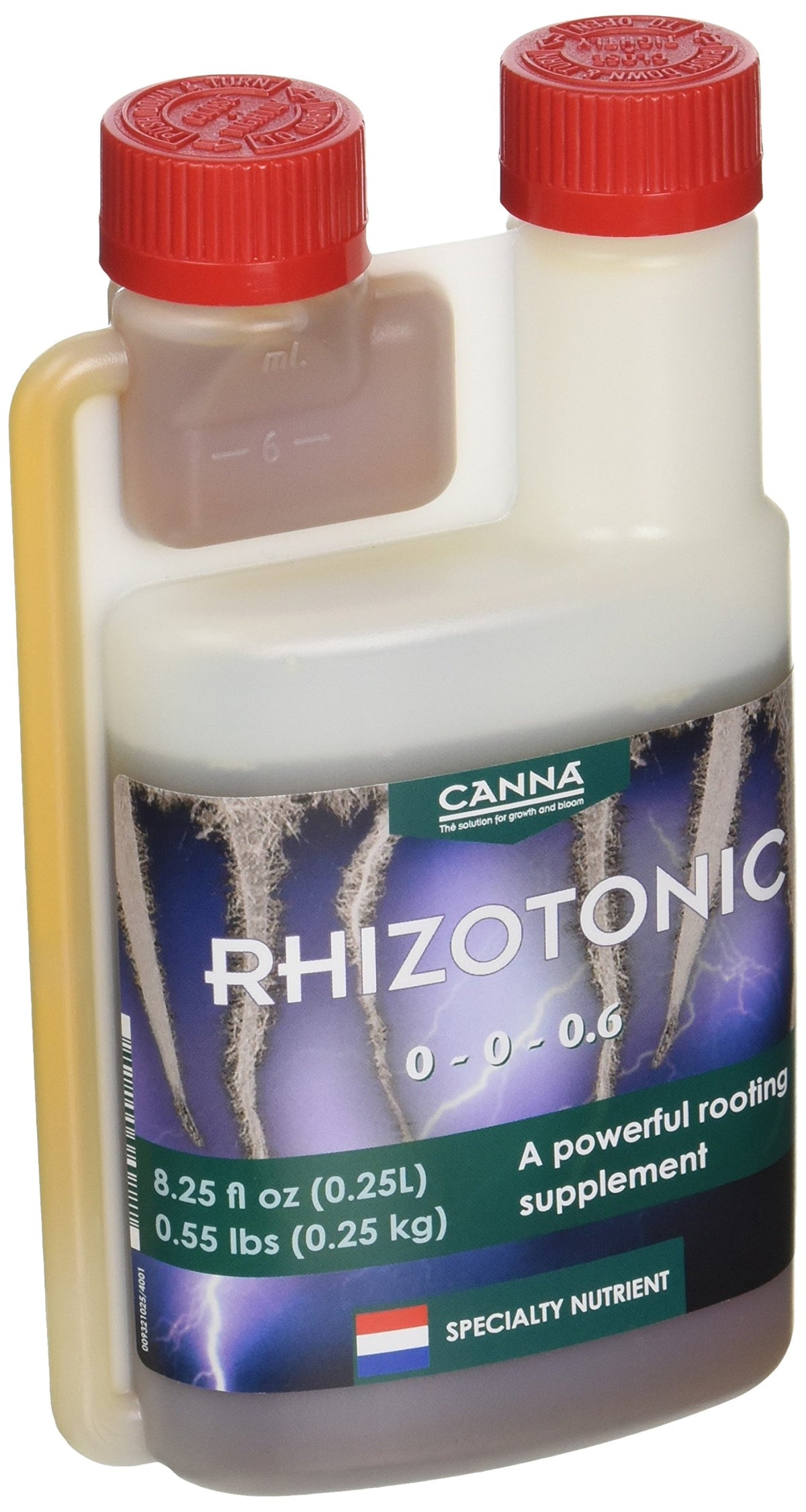 Canna Rhizotonic bottle pour showing easy root growth support