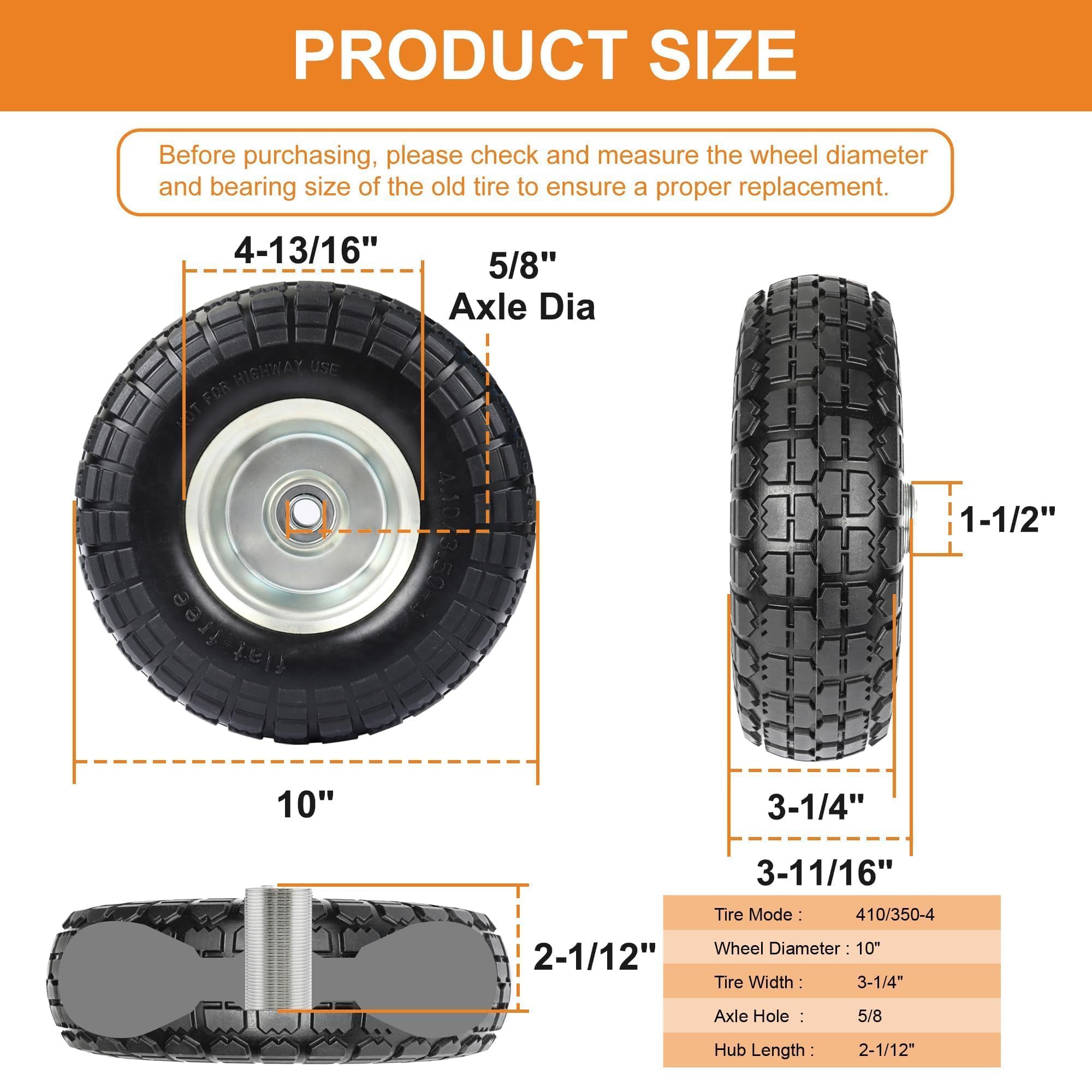 CANWUPON solid rubber wheel, tread close-up, provides strong grip on uneven terrain.