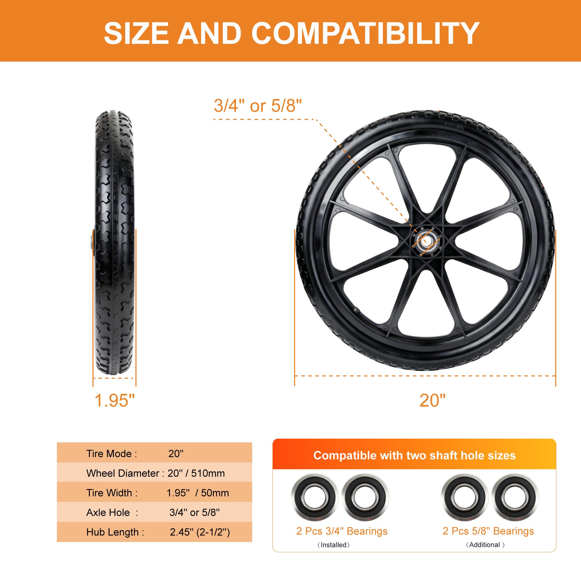 CANWUPON wheelbarrow wheel assembly shows quick, tool-free replacement in minutes.