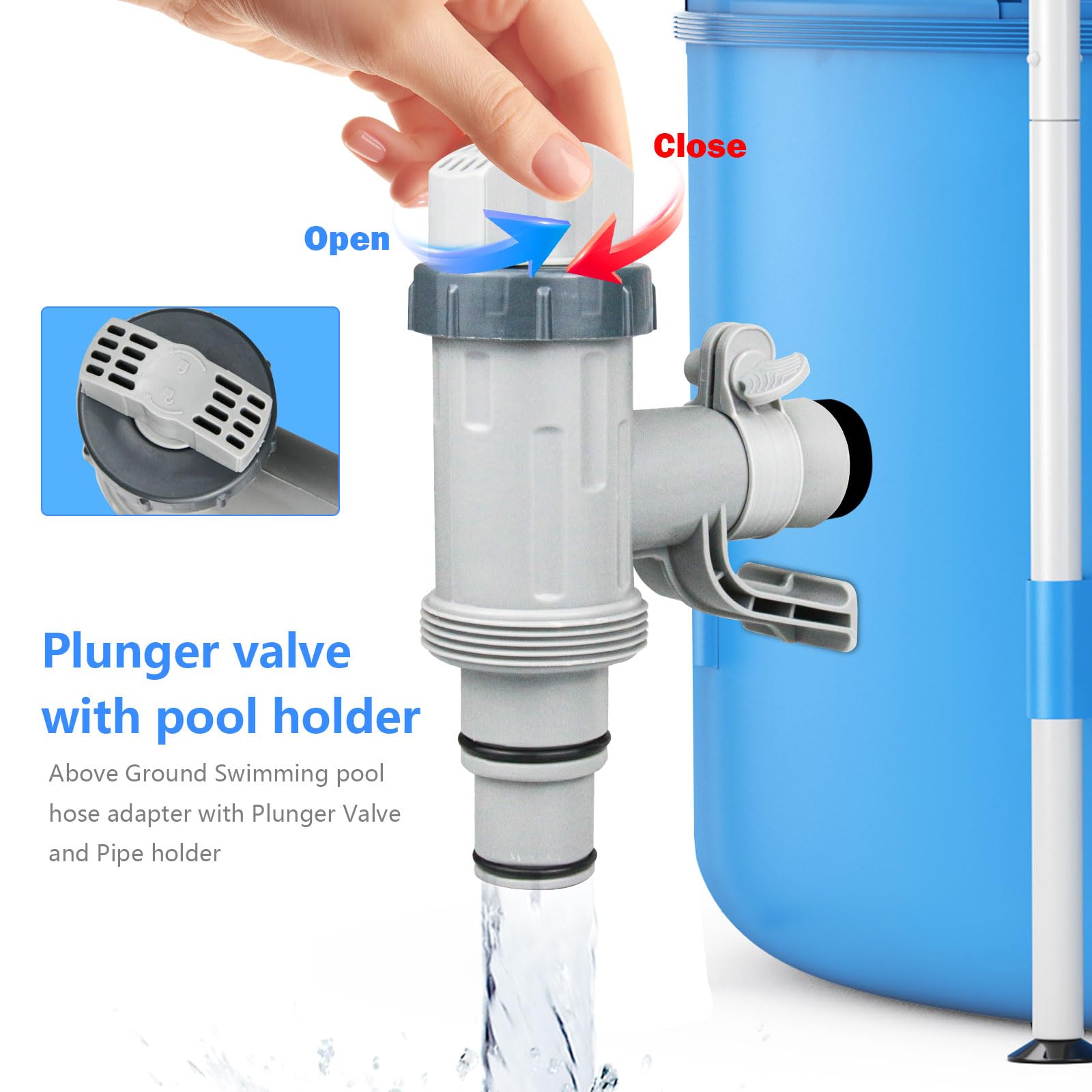 CanyRoom plunger valve rubber seal ensures leak-free connection with pool hoses.