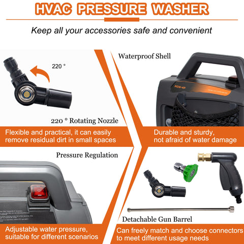 Caoooort ZPB140 water gun, high-pressure cleaning for stubborn HVAC coil deposits.