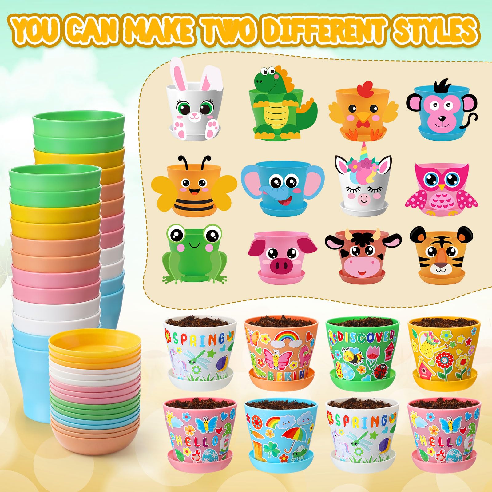 Capoda animal stickers decorate pots with cute details for personalization