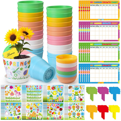 Capoda 48-set garden pots in colorful finishes for classroom gardening projects