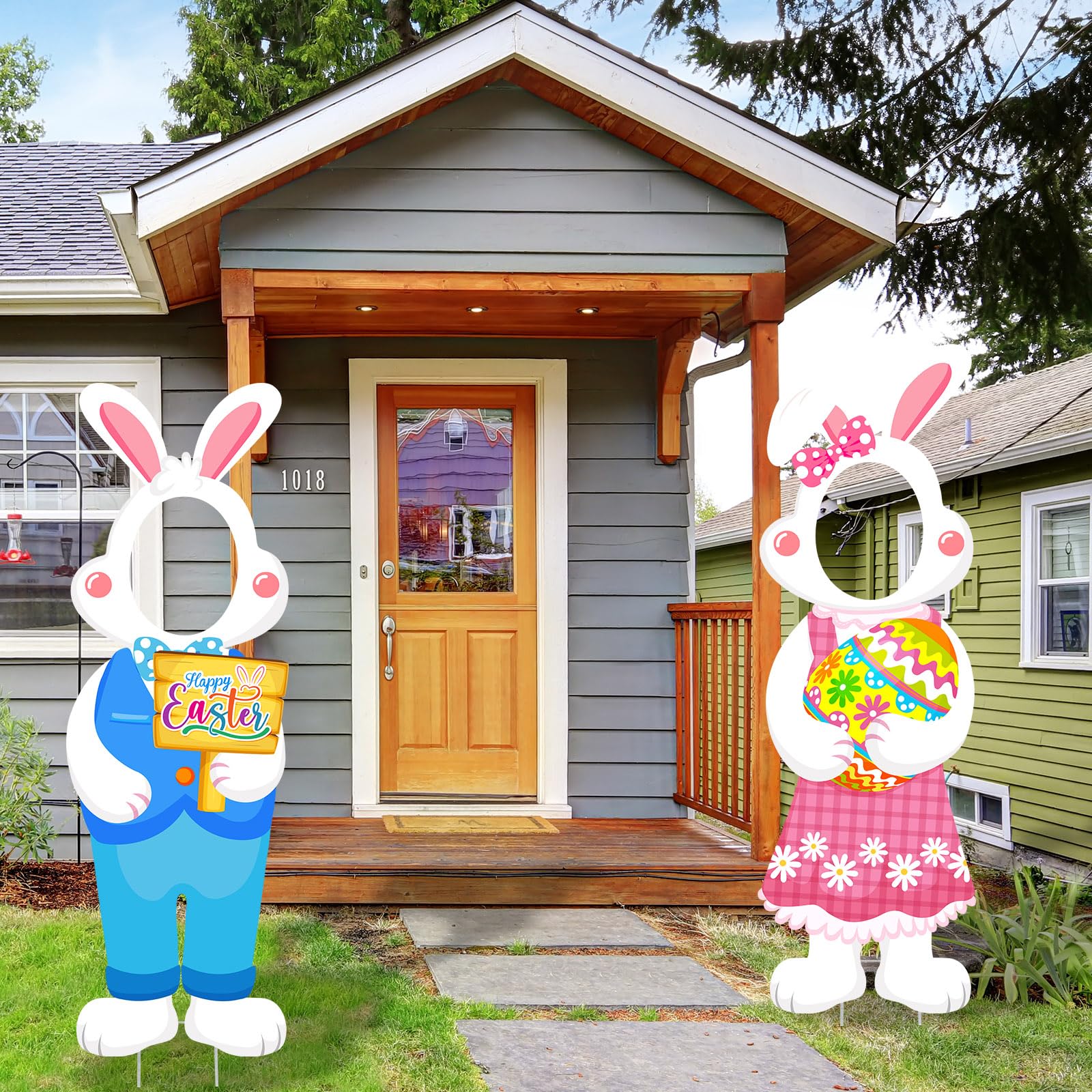 Capoda colorful Easter yard decor brightening walkways and porches.