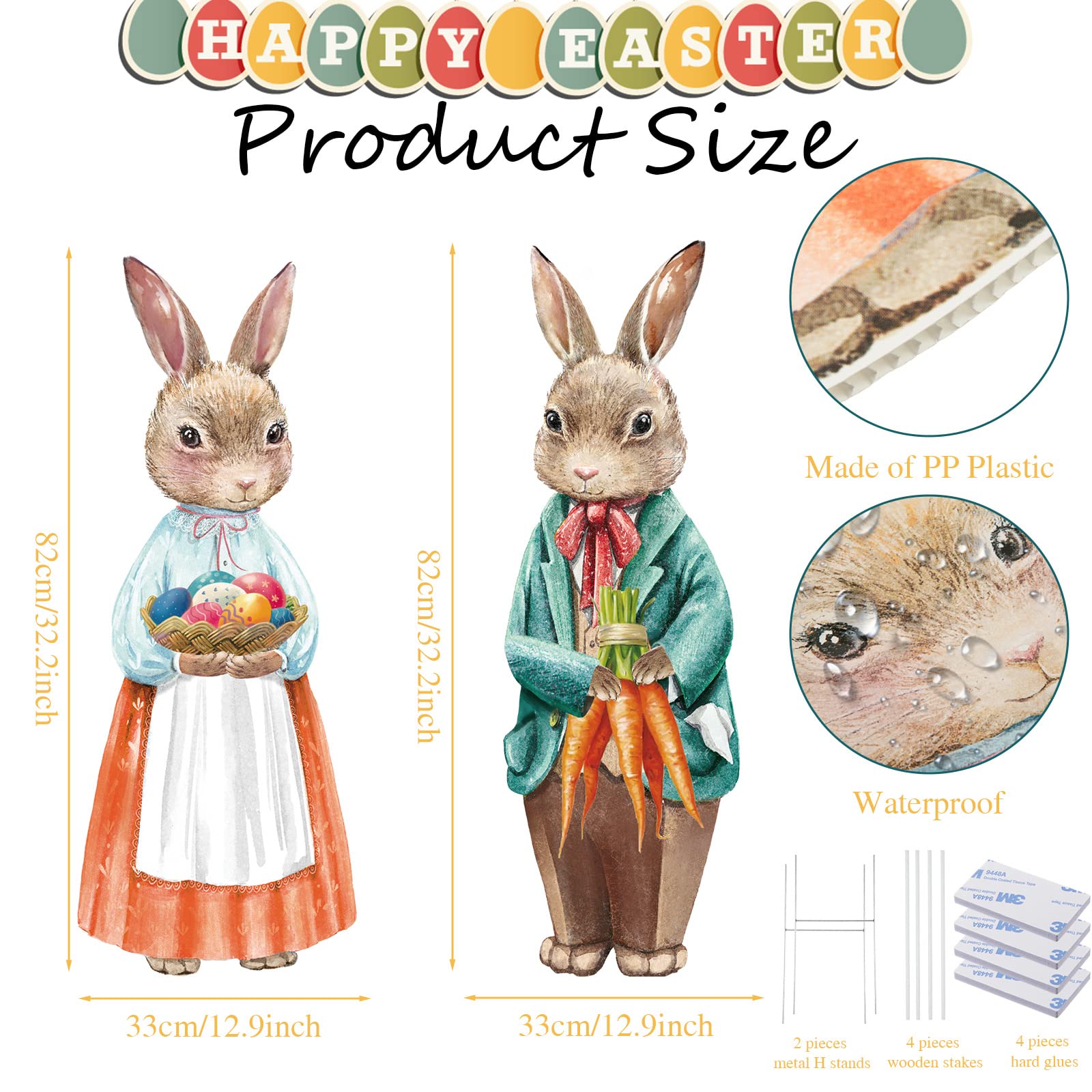 Capoda Easter bunny with eggs yard sign adds festive color to your lawn.