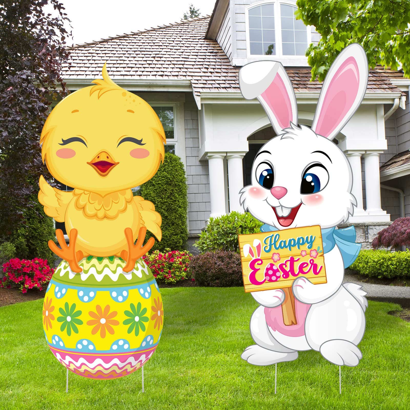 Capoda Easter yard sign bunny with Happy Easter for lawn display