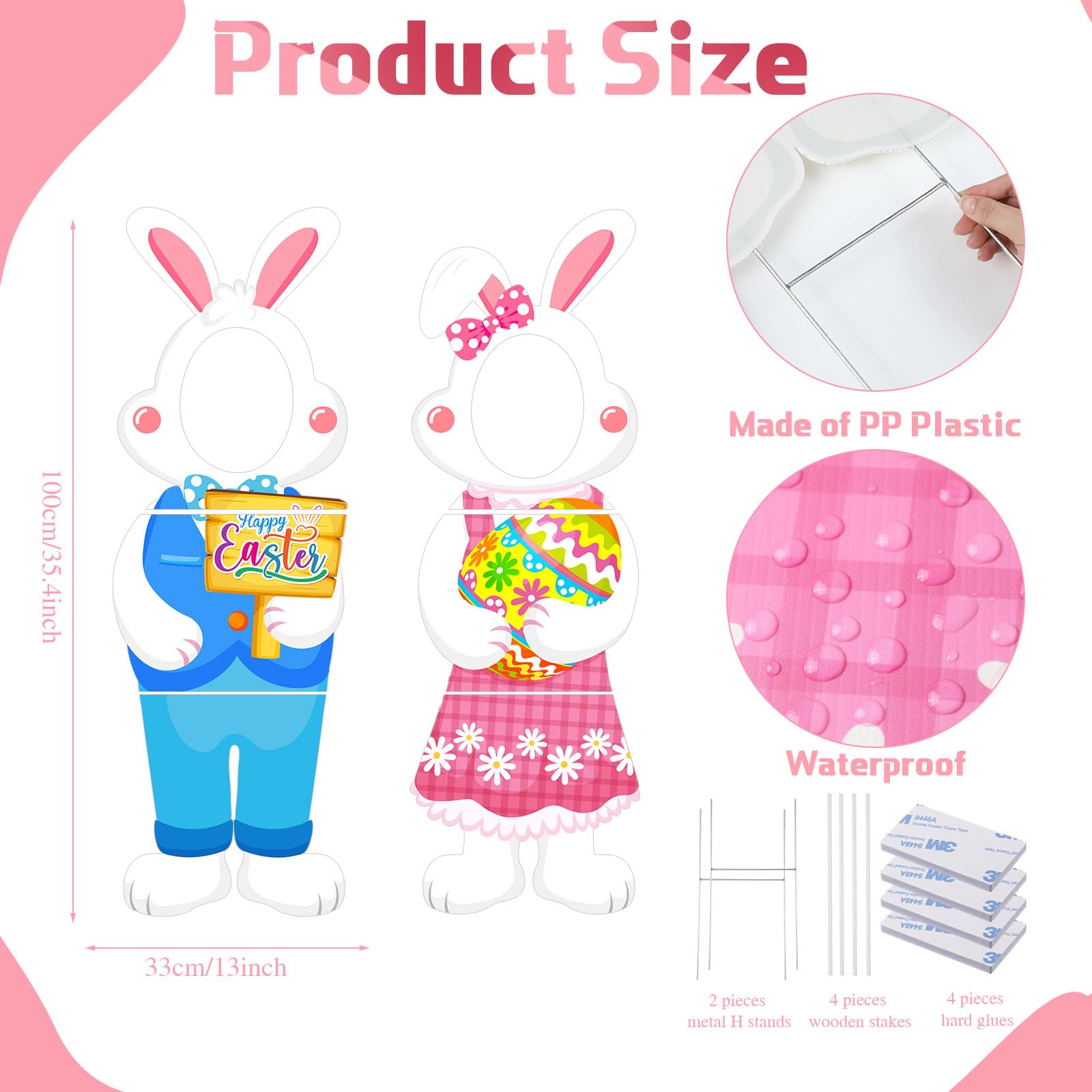 Capoda Easter yard sign set with stakes for easy outdoor setup.