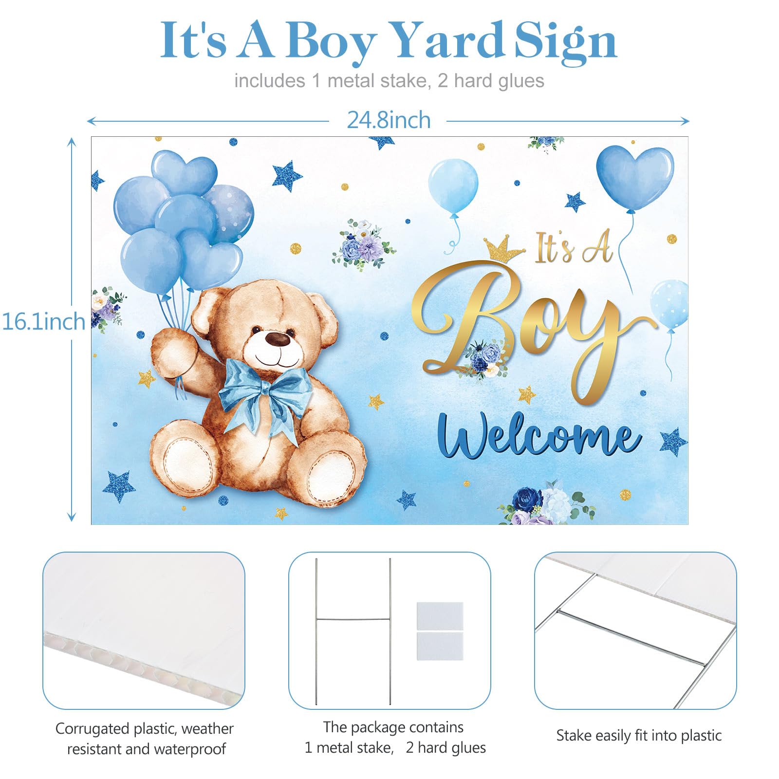 Capoda gender reveal yard sign stake for quick, secure installation.