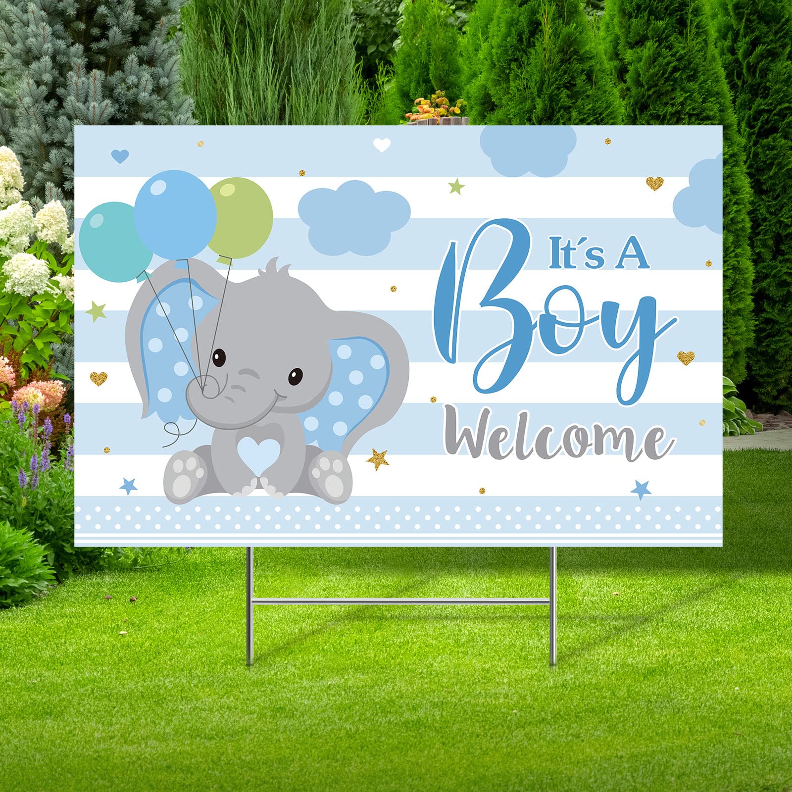 Capoda it's a boy yard sign with stake for outdoor announcements