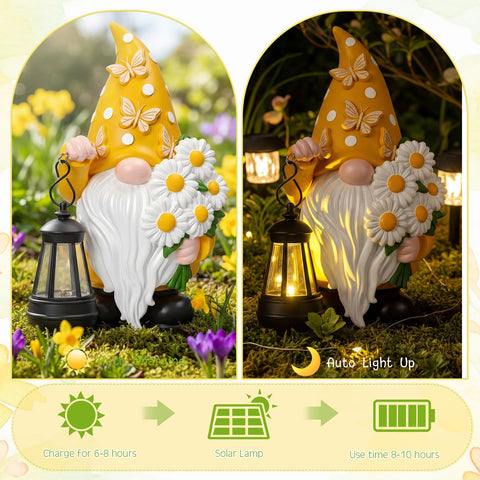 Capoda resin gnome statue outdoor decor with solar lights