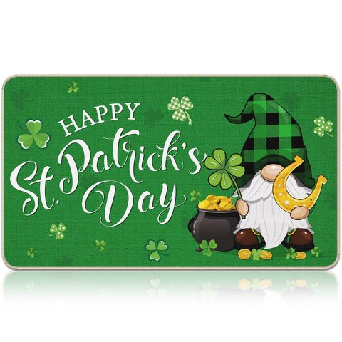 Capoda St Patrick's Day doormat with gnomes adds festive curb appeal to your entry.