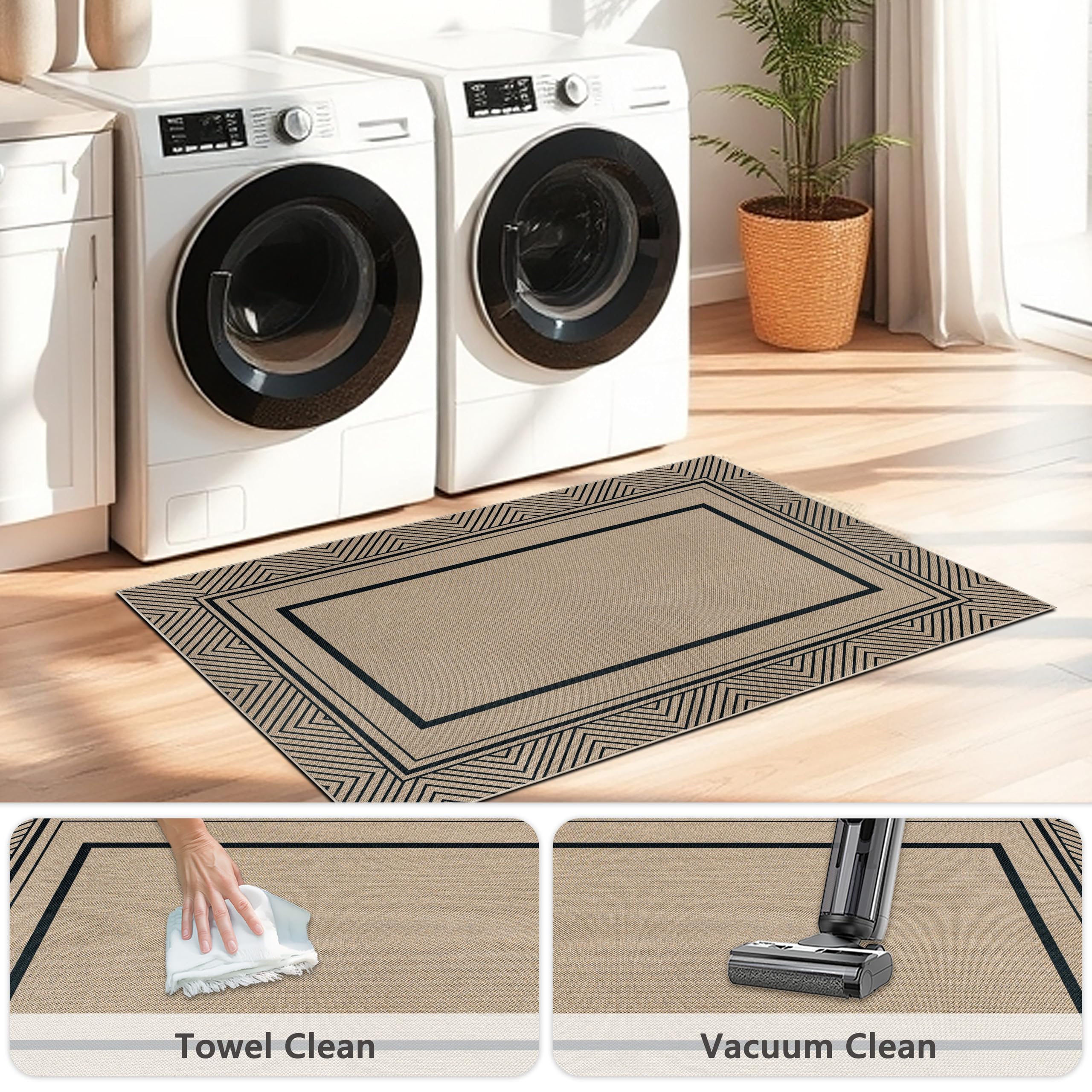 Capslpad Low-pile rug reduces door obstruction for easy traffic flow.