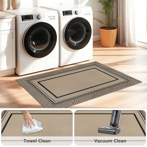 Capslpad Low-pile rug reduces door obstruction for easy traffic flow.