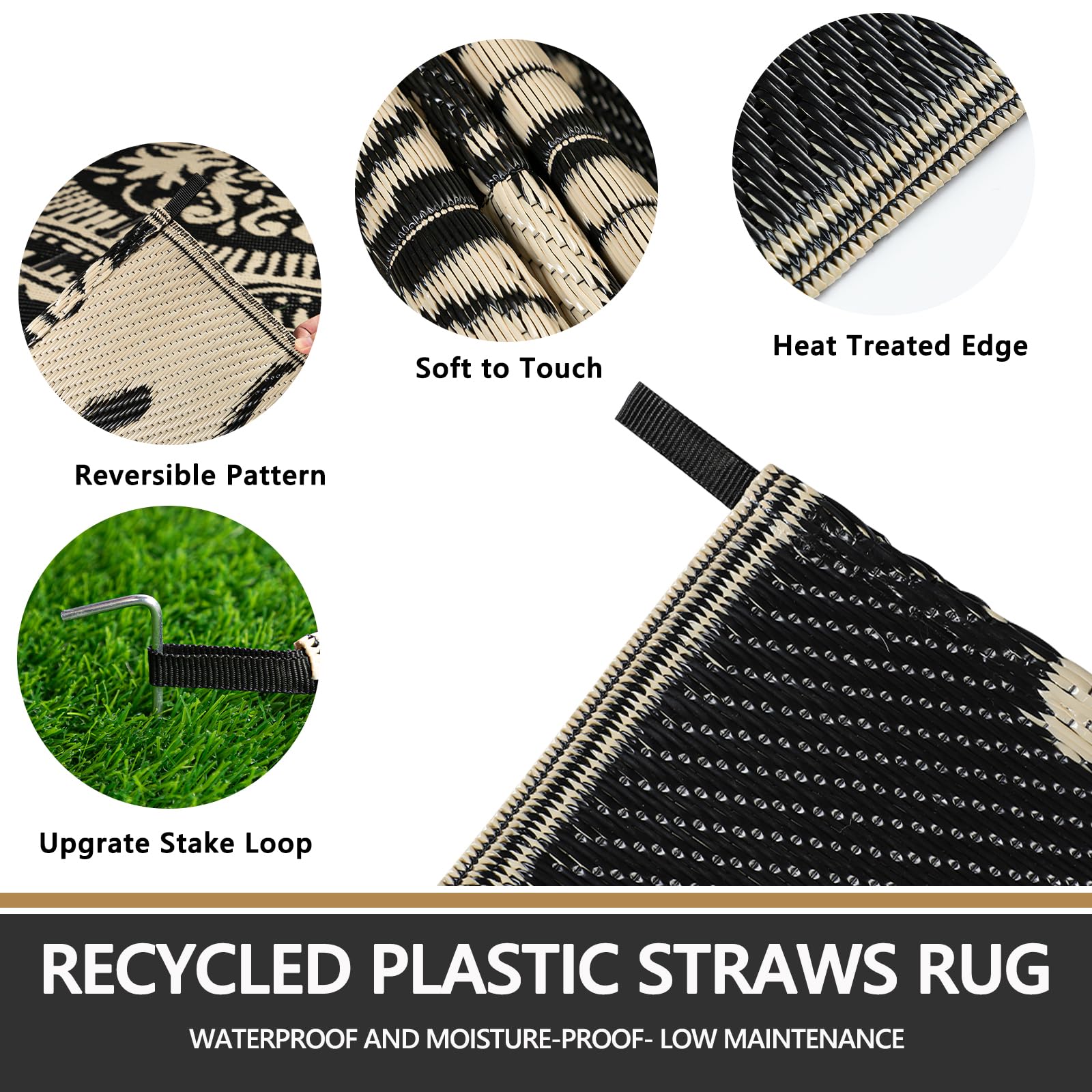 Capslpad 5x8 portable rug with carry bag ideal for RV camping.