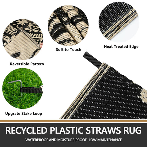 Capslpad 5x8 portable rug with carry bag ideal for RV camping.