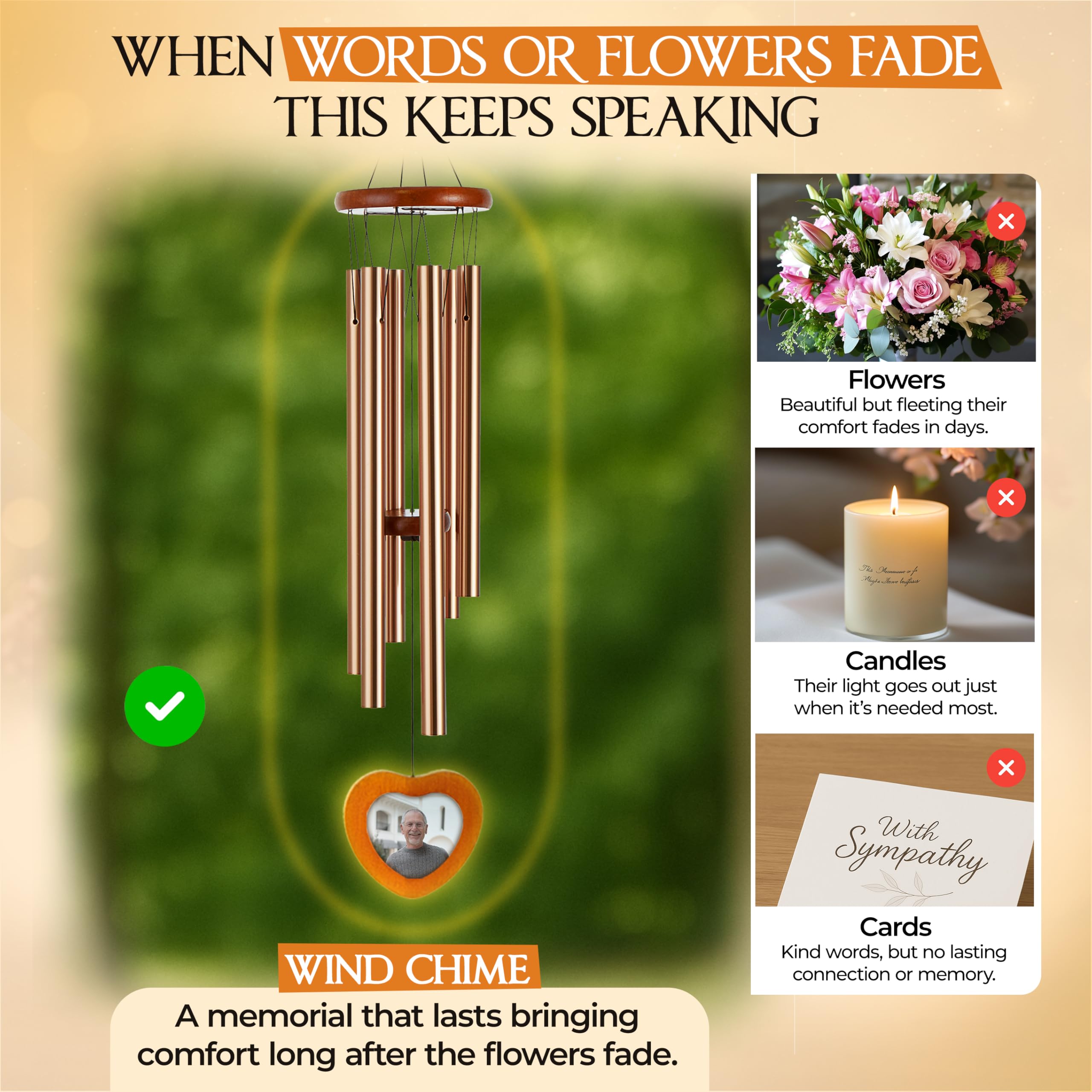 Captain Decor 32-inch chime provides a soothing presence at memorial sites.