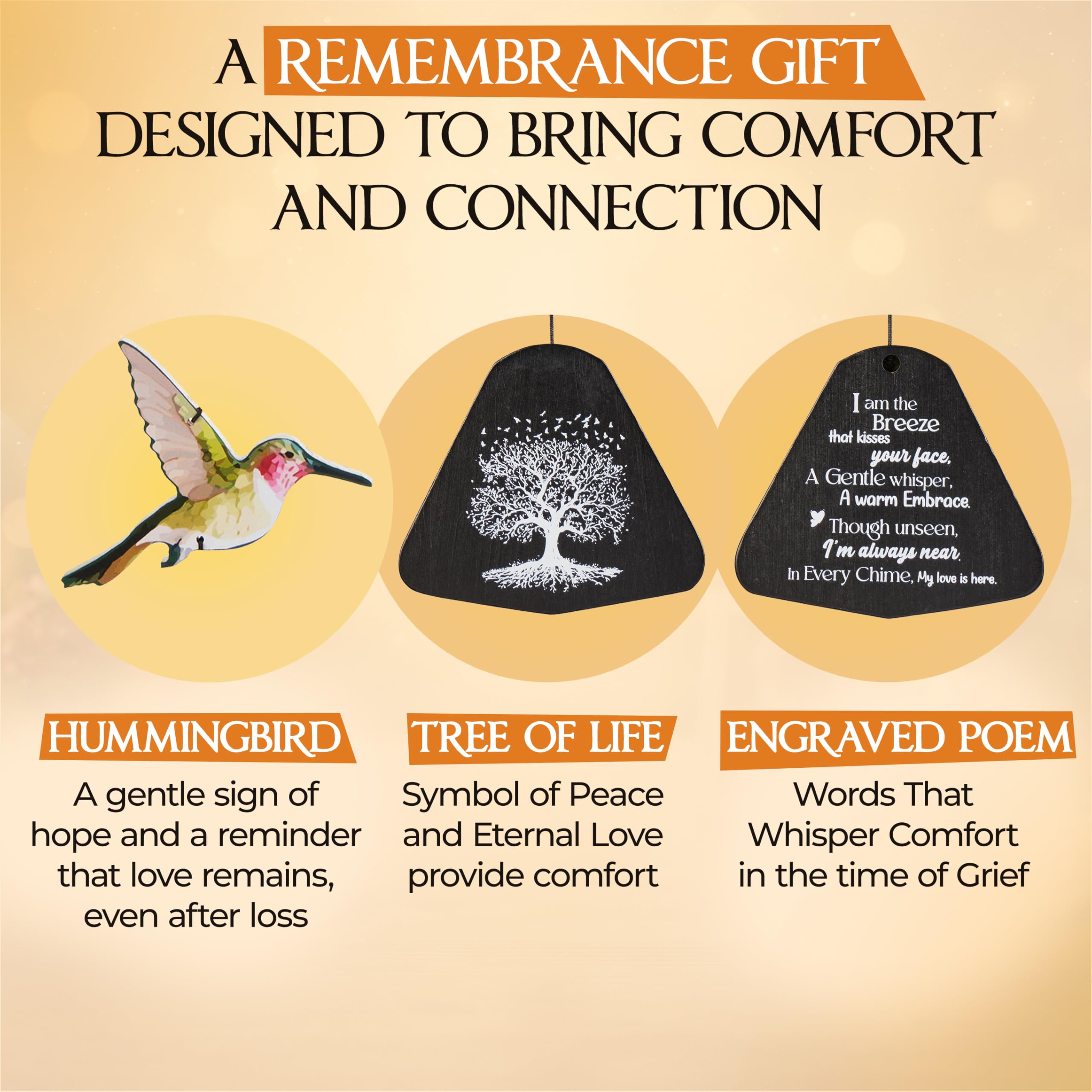 Captain Decor wind chime with double-sided engraving enhances messages from any angle.