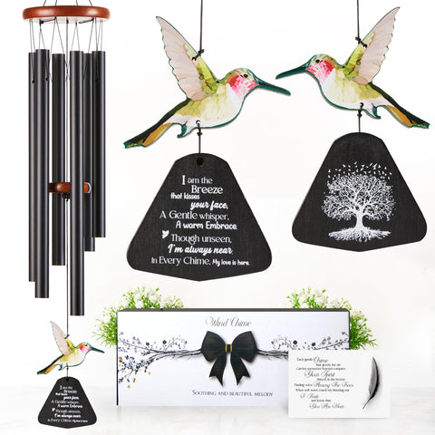 Captain Decor hummingbird memorial wind chime in 32-inch size for outdoor remembrance.