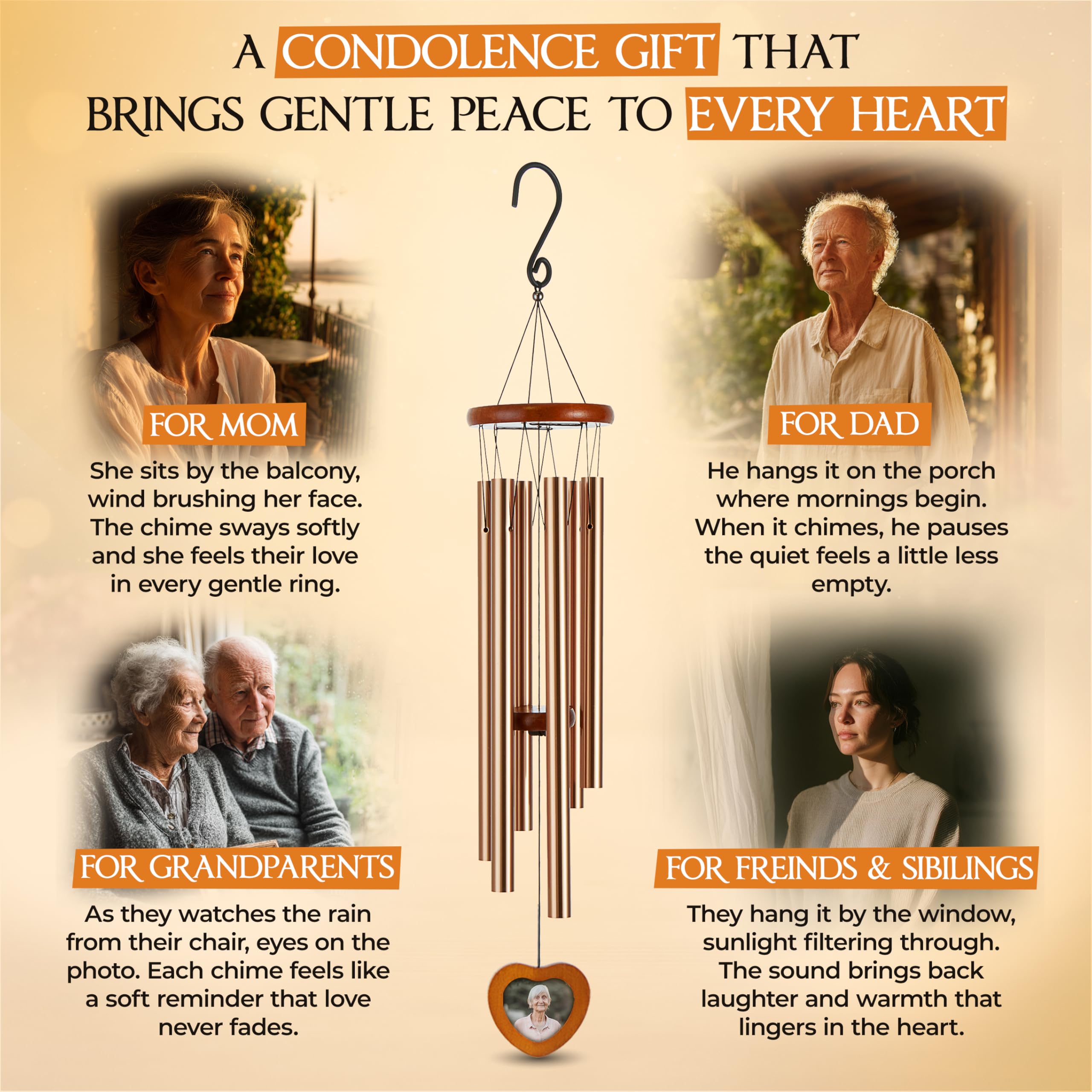 Captain Decor memorial wind chime serves as a thoughtful sympathy gift.