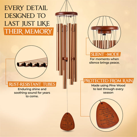 Captain Decor sympathy wind chimes for siblings, gentle tones for reflection.