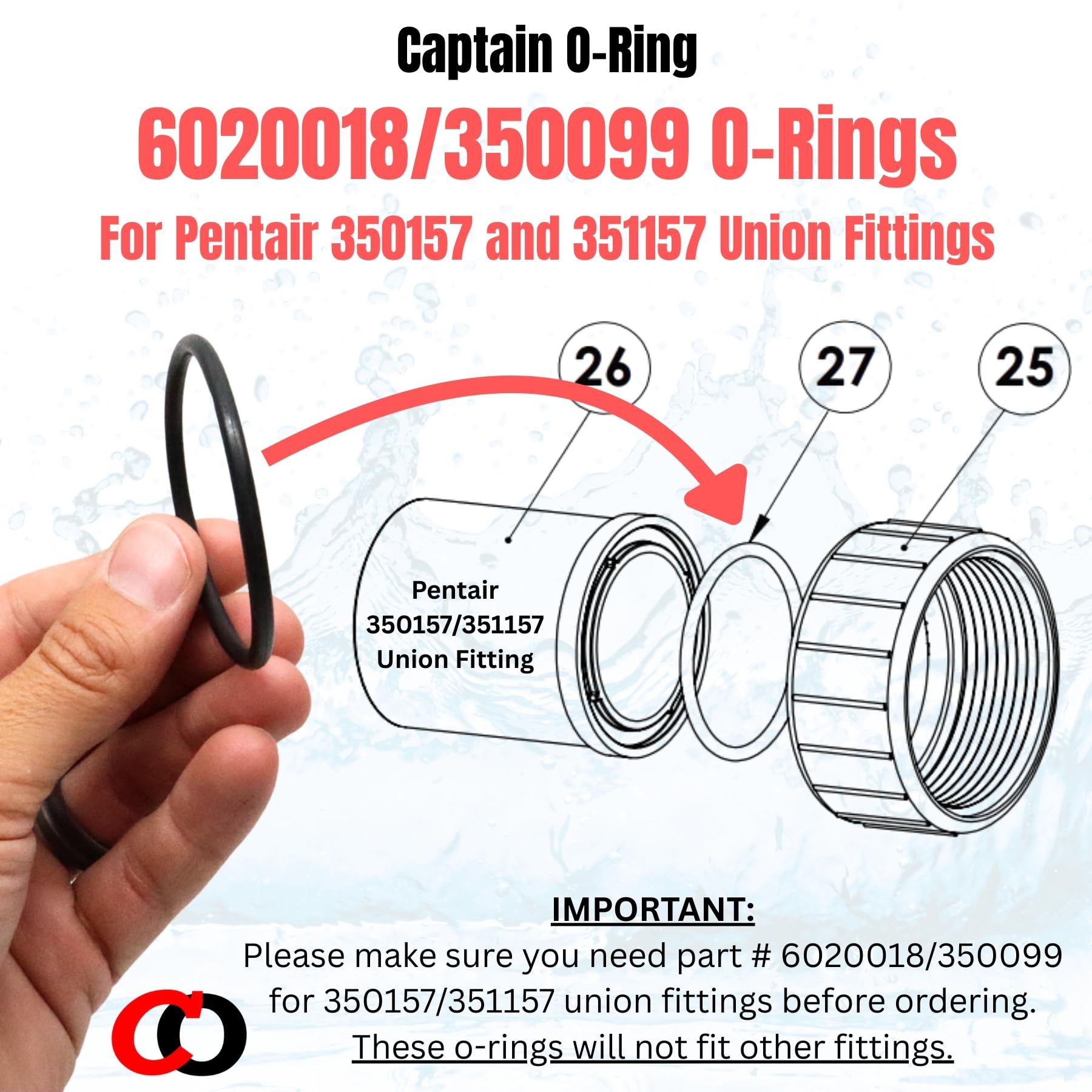 Captain O-Ring 3-pack replacement seals for quick pool pump repairs.