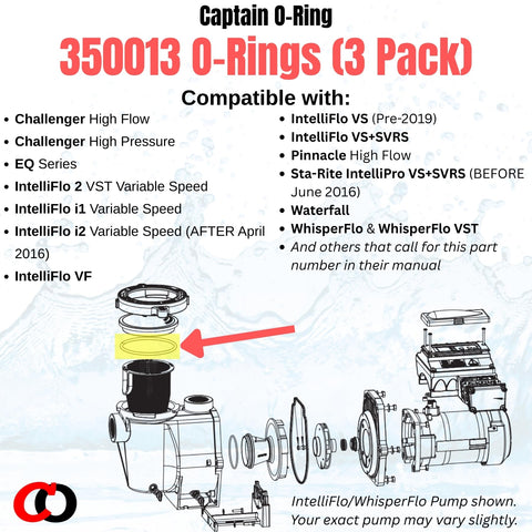 Captain O-Ring 350013 three-pack image shows durable O-Ring for reliable seal.