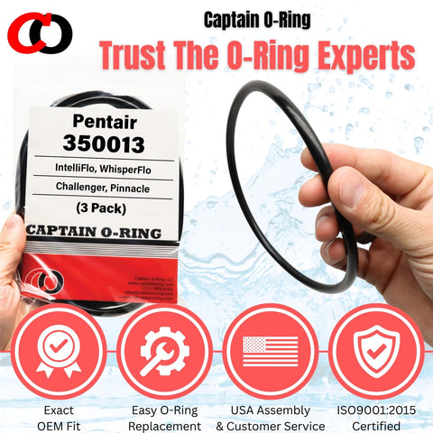 Captain O-Ring 350013 USA-made image highlights local assembly and warranty.