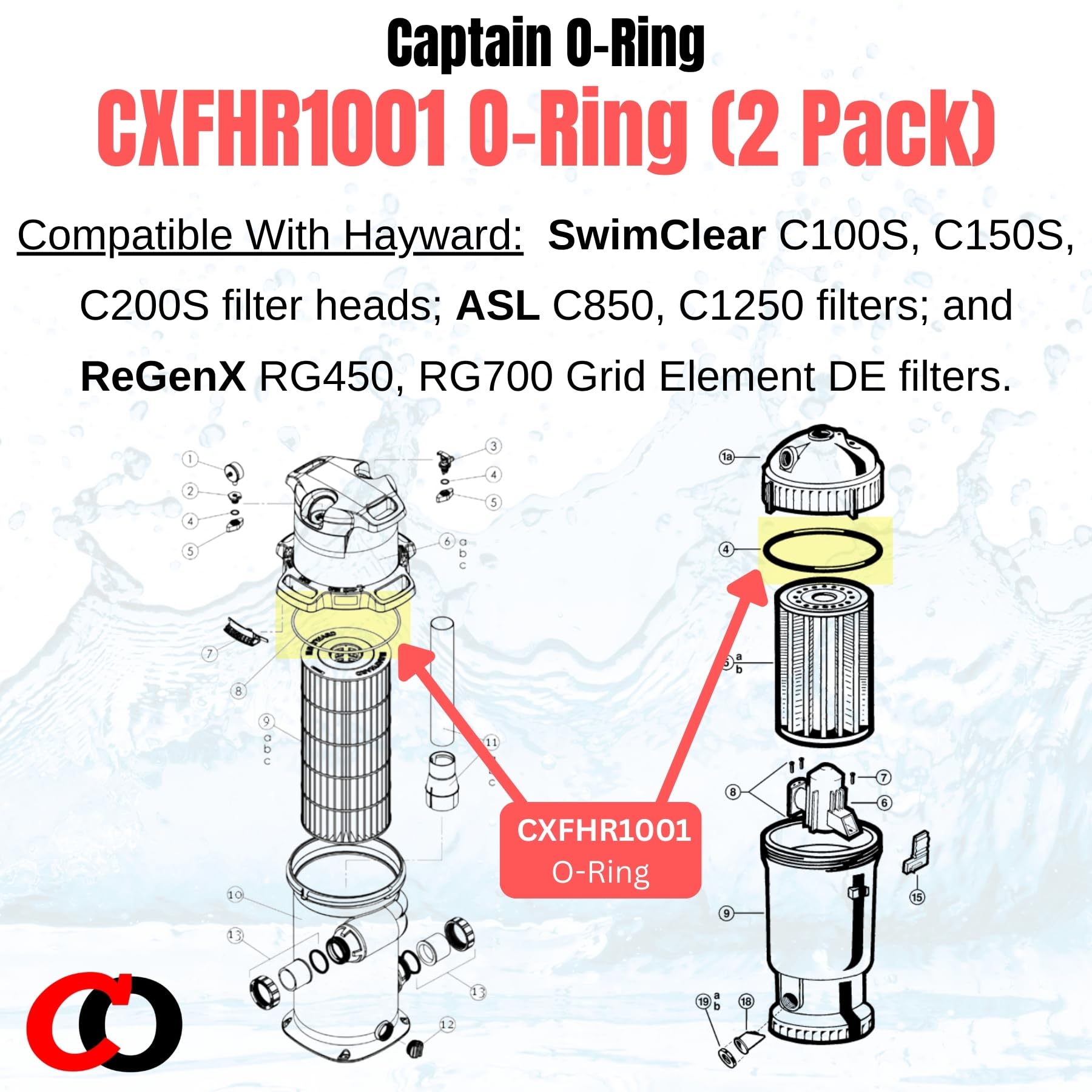 Captain O-Ring CXFHR1001 ASL C850 and C1250 compatibility ensures secure sealing.