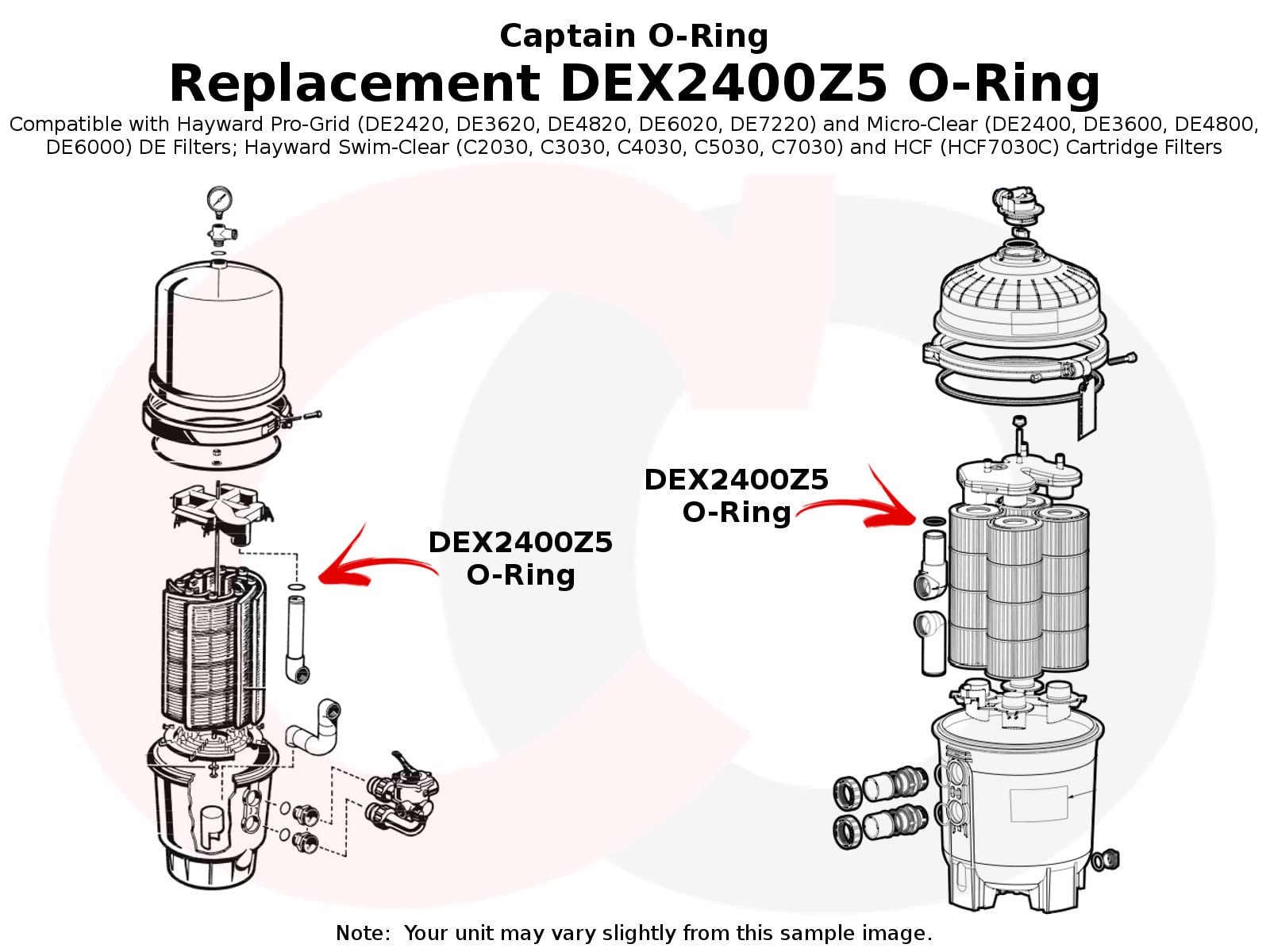 Captain O-Ring DEX2400Z5 o-ring for Swim-Clear cartridge systems ensures steady operation