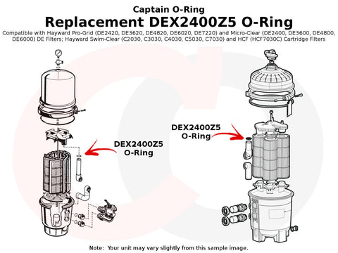 Captain O-Ring DEX2400Z5 o-ring for Swim-Clear cartridge systems ensures steady operation