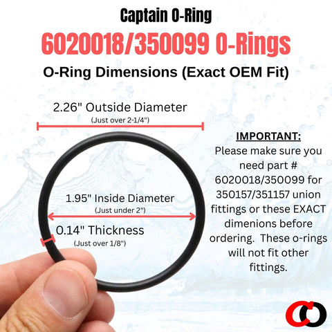 Captain O-Ring dimensions 1.95 ID and 2.26 OD for precise compatibility.