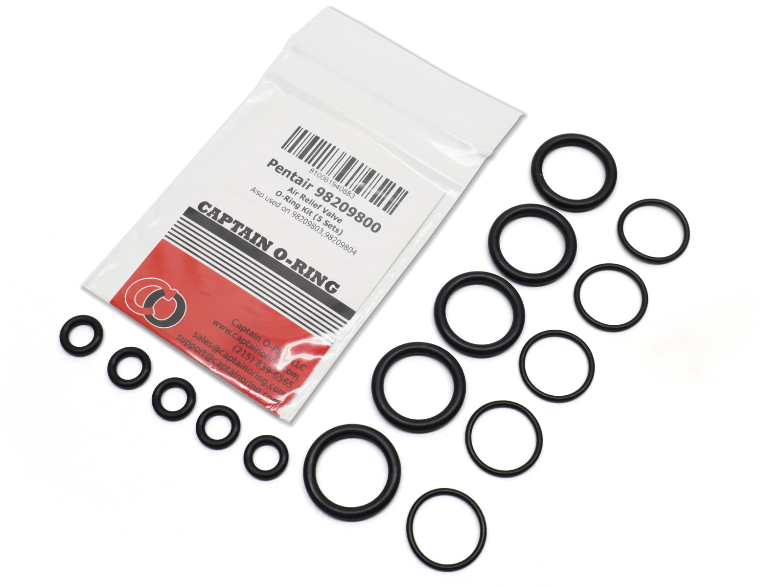 Captain O-Ring rebuild kit for five sets enables straightforward valve maintenance.