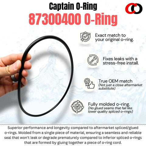 Captain O-Ring seal between filter tank halves minimizes leaks during operation.